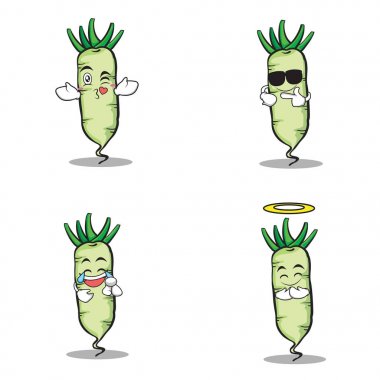 Yüz beyaz turp karakter karikatür