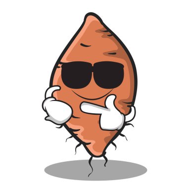 Süper cool yam karakter karikatür tarzı