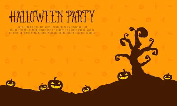 Halloween tarjeta de fiesta calabaza paisaje — Vector de stock