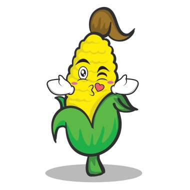 Tatlı Mısır karakter karikatür öpüşme