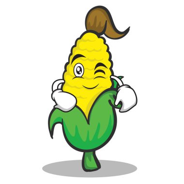 Wink yüzü tatlı mısır karakter karikatür