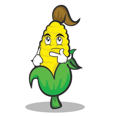 Düşünme tatlı mısır karakter karikatür