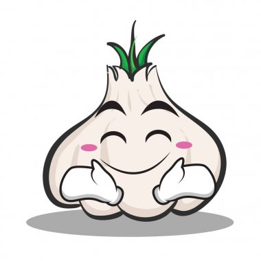 Mutlu yüz sarımsak çizgi film karakteri