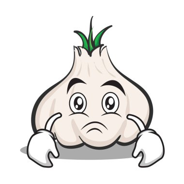 Üzgün yüz sarımsak çizgi film karakteri