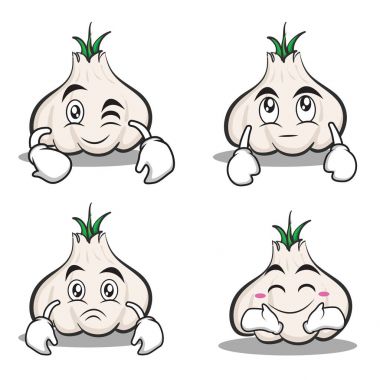 Koleksiyon sarımsak karikatür karakter kümesi