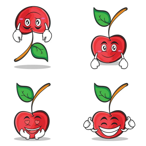 Cherry character cartoon style set collection — Stock Vector