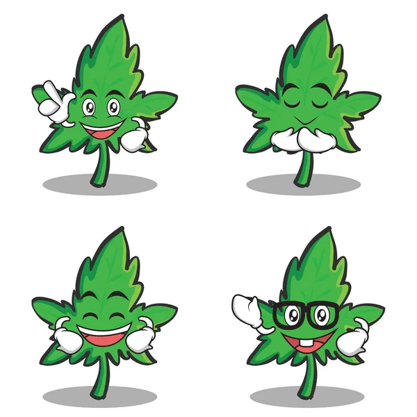 Conjunto de marihuana personaje de dibujos animados — Archivo Imágenes Vectoriales