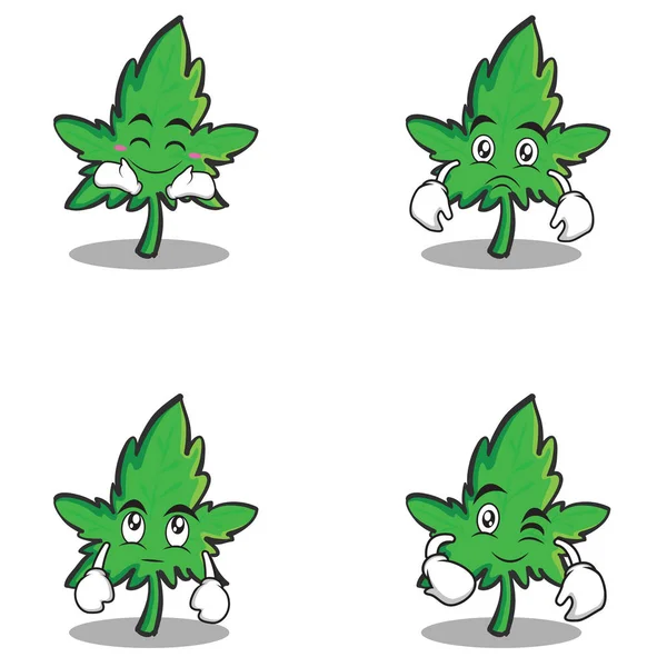 Marijuana personagem cartoon set estilo — Vetor de Stock