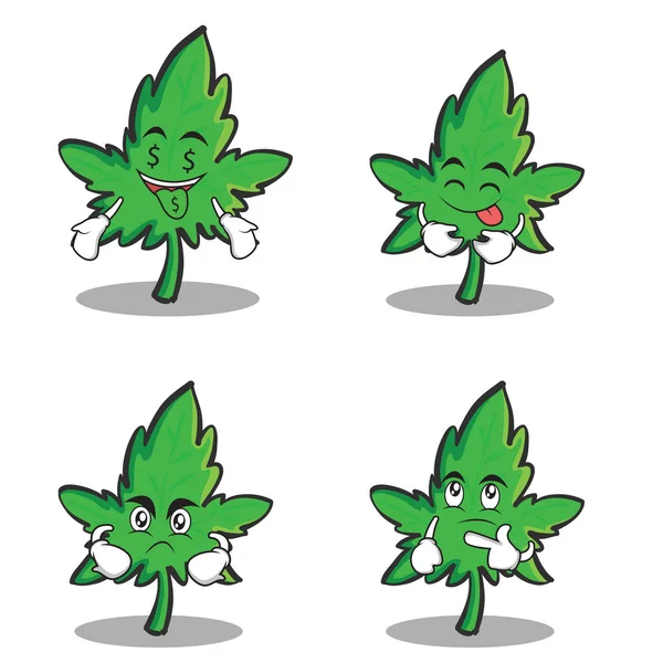 Colección marihuana carácter conjunto de dibujos animados — Archivo Imágenes Vectoriales