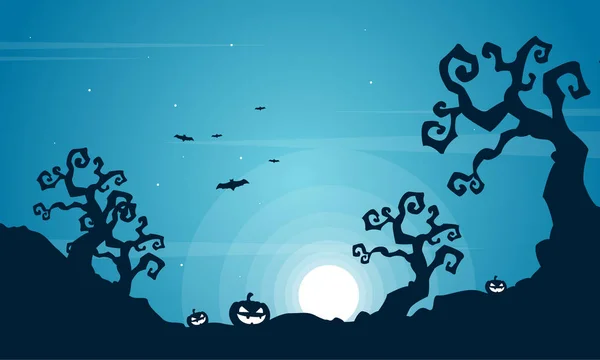Halloween aterrador en el paisaje nocturno — Archivo Imágenes Vectoriales