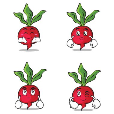 Turp karakter karikatür tarzı küme