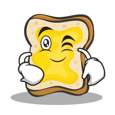 Wink yüz ekmek karakter çizgi film