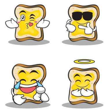 Koleksiyon ekmek karakter çizgi film seti