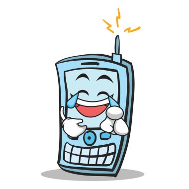 Sevinç yüz telefon karakter karikatür tarzı