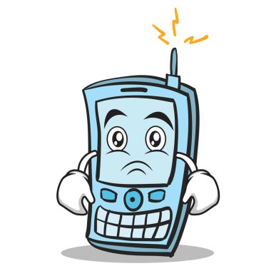 Üzgün yüz telefon karakter karikatür tarzı