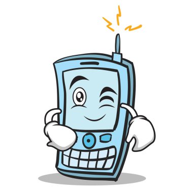Wink yüz telefon karakter karikatür tarzı