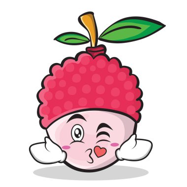 Öpüşme yüzey lychee karikatür karakter stili