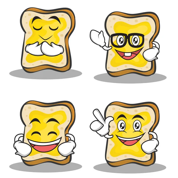 Set von Brot Charakter Cartoon — Stockvektor