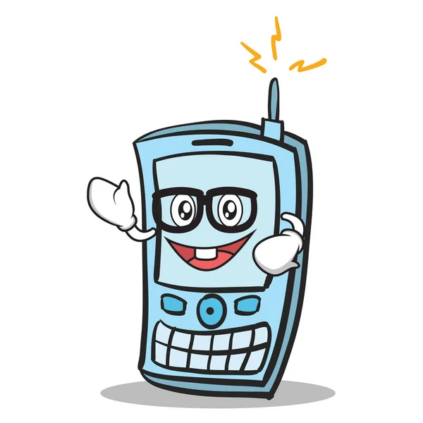 Geek telefon twarz znaków stylu cartoon — Wektor stockowy