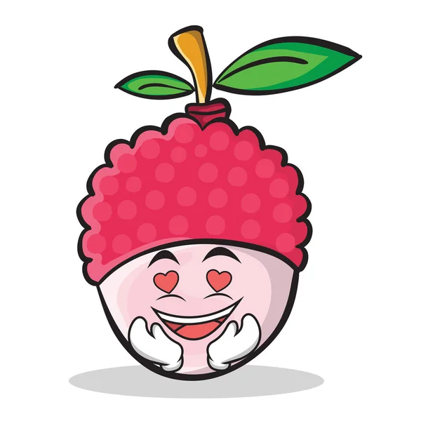 No amor lychee estilo de personagem de desenho animado — Vetor de Stock