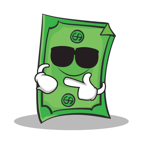 Super cool Dollar character cartoon style — Stock Vector