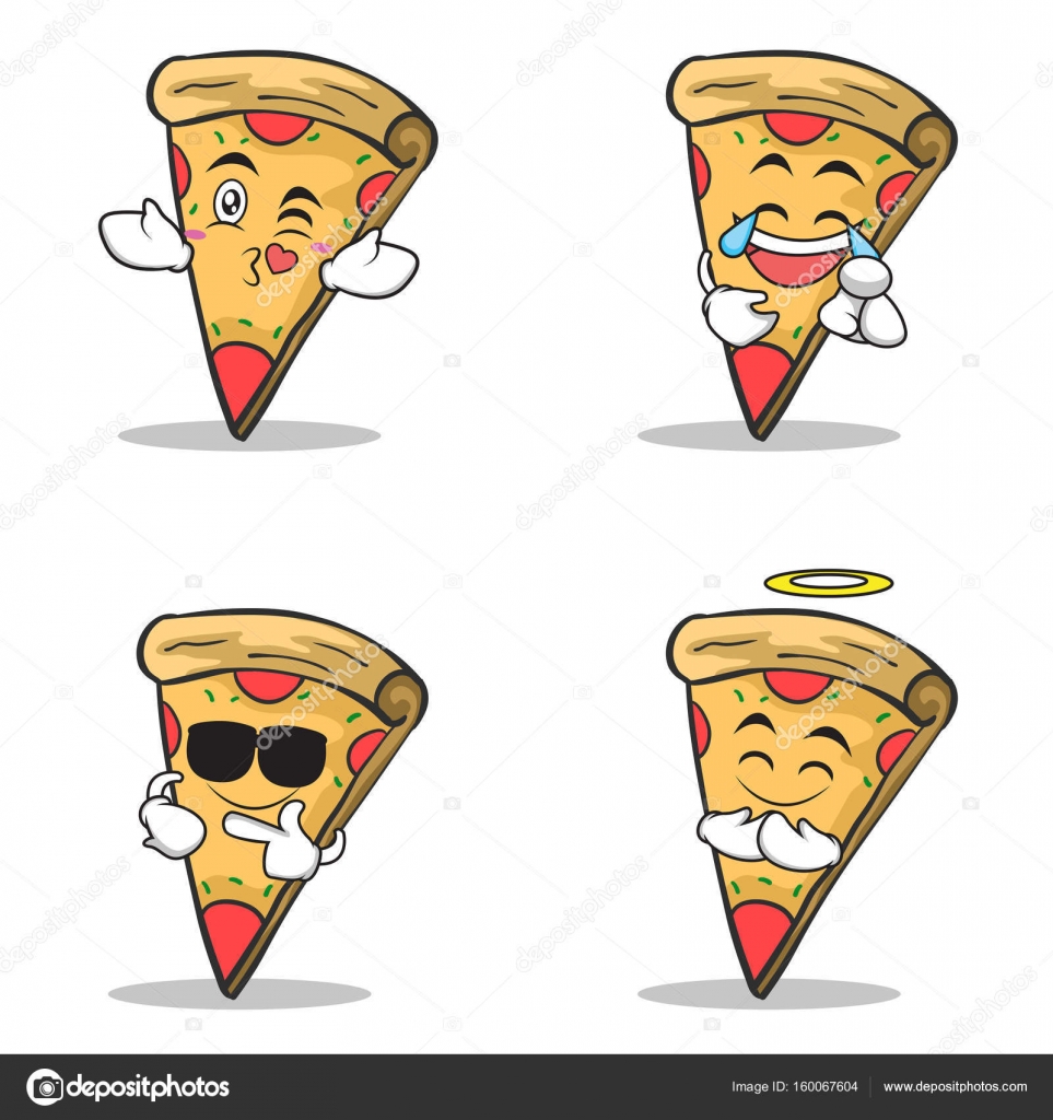 Pizza karakter karikatür küme Vektörel çizim ©kongvector Vektörel