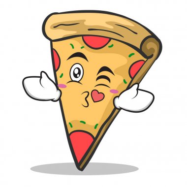 Yüz pizza karakter karikatür öpüşme