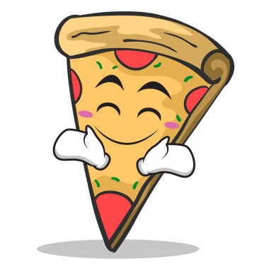 Mutlu yüz pizza karakter karikatür