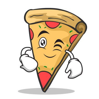 Wink yüz pizza karakter karikatür