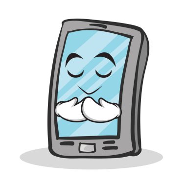 Dua eden yüz smartphone çizgi film karakteri