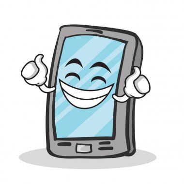 Gurur yüz smartphone çizgi film karakteri