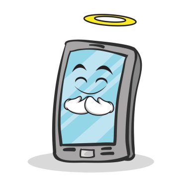 Masum yüzü smartphone çizgi film karakteri