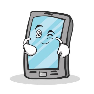 Wink yüz smartphone çizgi film karakteri