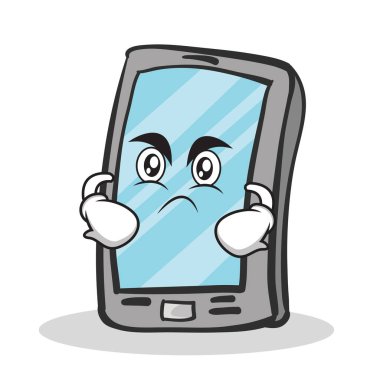 Kızgın yüz smartphone çizgi film karakteri
