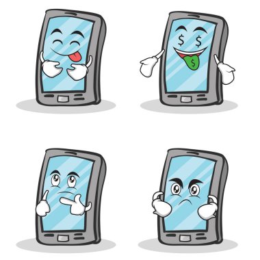 Smartphone çizgi film karakteri koleksiyonu ayarla