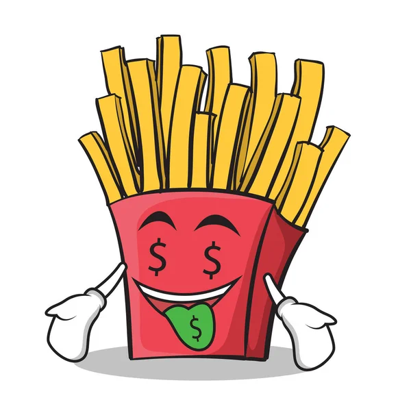 Denaro bocca patatine fritte personaggio dei cartoni animati — Vettoriale Stock