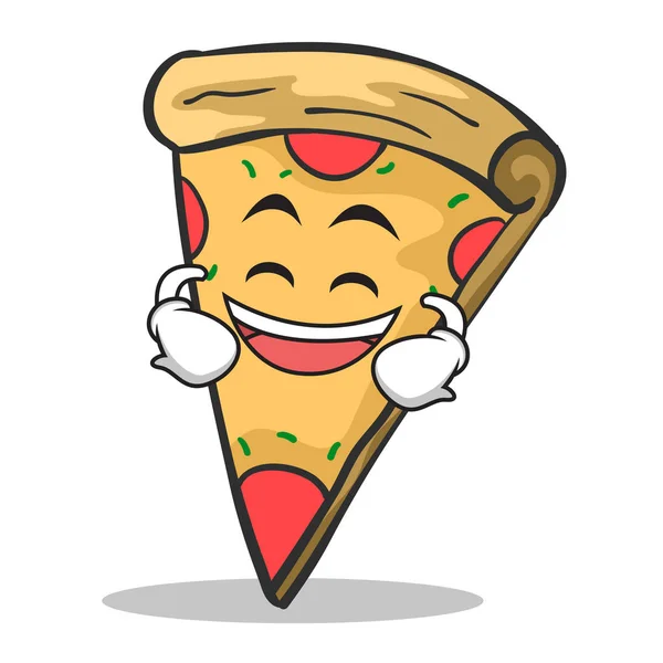Lachende gezicht pizza karakter cartoon — Stockvector