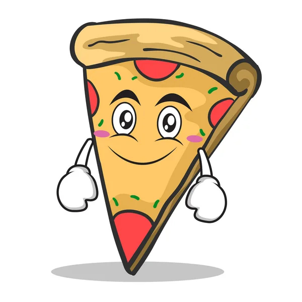 Glimlach gezicht pizza karakter cartoon — Stockvector