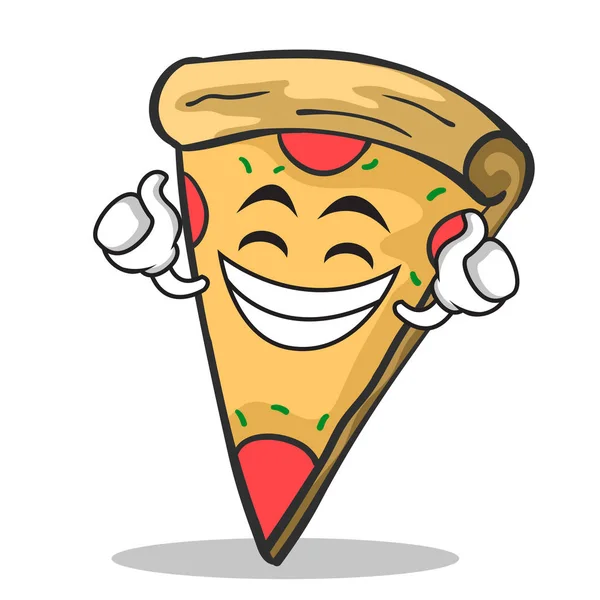 Dumny twarz pizza charakter kreskówka — Wektor stockowy