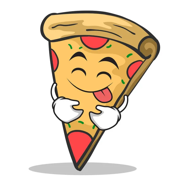 Tong uit pizza karakter cartoon — Stockvector