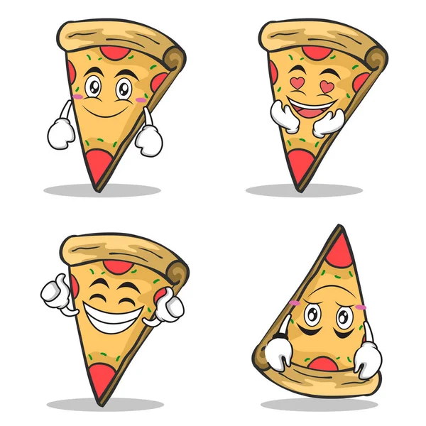 Zestaw kolekcja kreskówka postać w pizza — Wektor stockowy