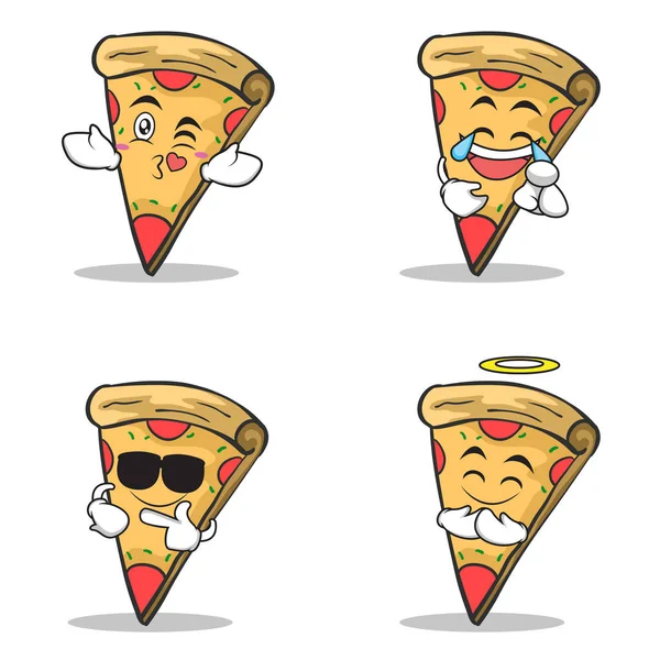 Kolekcja pizza charakter kreskówka zestaw — Wektor stockowy