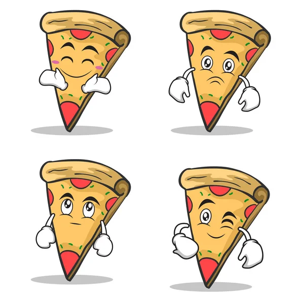 Zestaw kolekcja pizza charakter kreskówka — Wektor stockowy