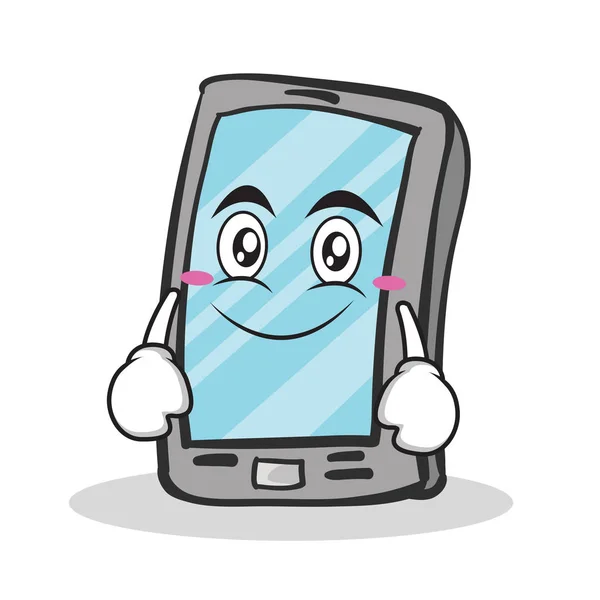 Cara sonrisa smartphone personaje de dibujos animados — Vector de stock