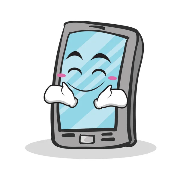 Cara feliz personaje de dibujos animados smartphone — Archivo Imágenes Vectoriales