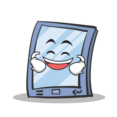 Tablet karakter karikatür tarzı gülüyor
