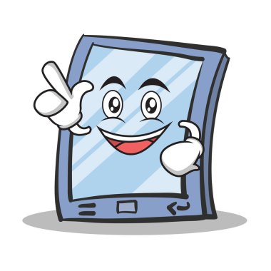 Bir fikir tablet karakter karikatür tarzı var