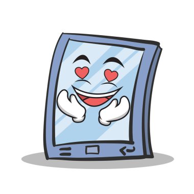 Aşk tablet karakter karikatür tarzı