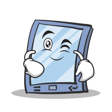 Wink yüz tablet karakter karikatür tarzı