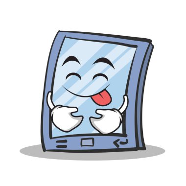 Tablet karakter karikatür tarzı dil